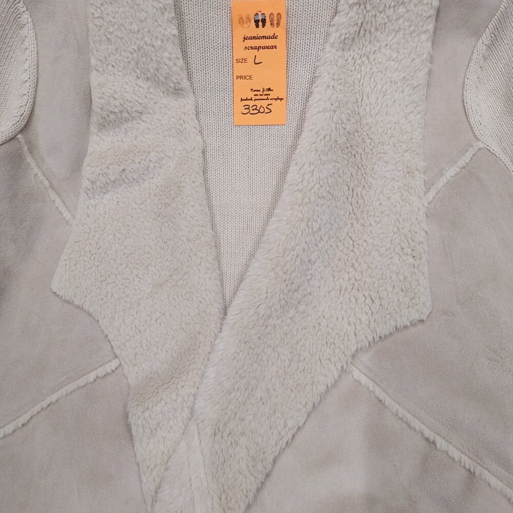 3305 Size Large Orvis Fun Fur Trimmed Cardigan Sweater - Picture 2 of 9